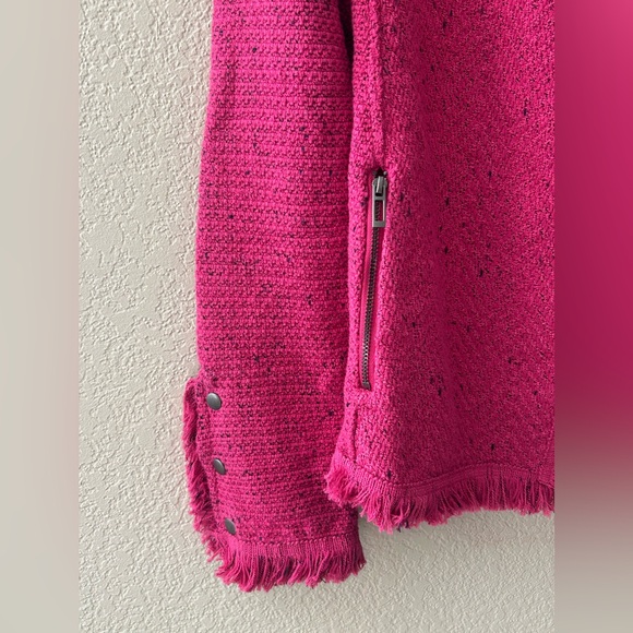 NIC+ZOE Fringe Mix Knit Jacket In Charged Pink Size Small NWOT - Picture 5 of 10
